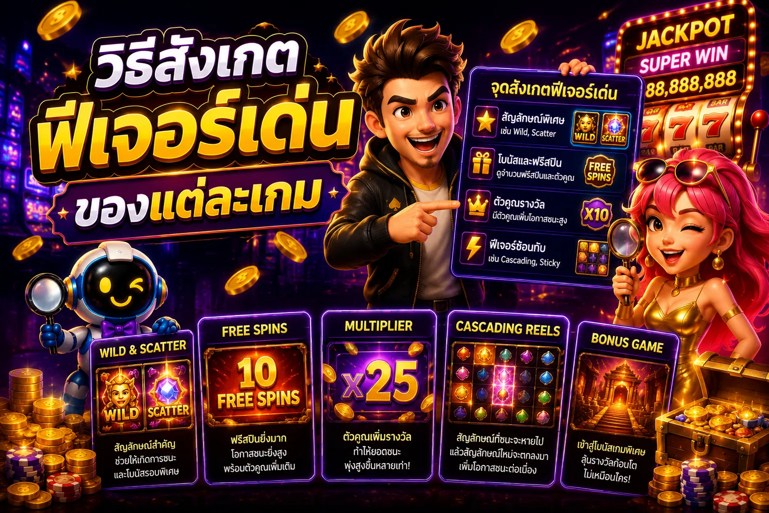 วิธีสังเกตฟีเจอร์เด่นของแต่ละเกม