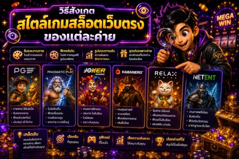 วิธีสังเกตสไตล์เกมสล็อตเว็บตรงของแต่ละค่าย